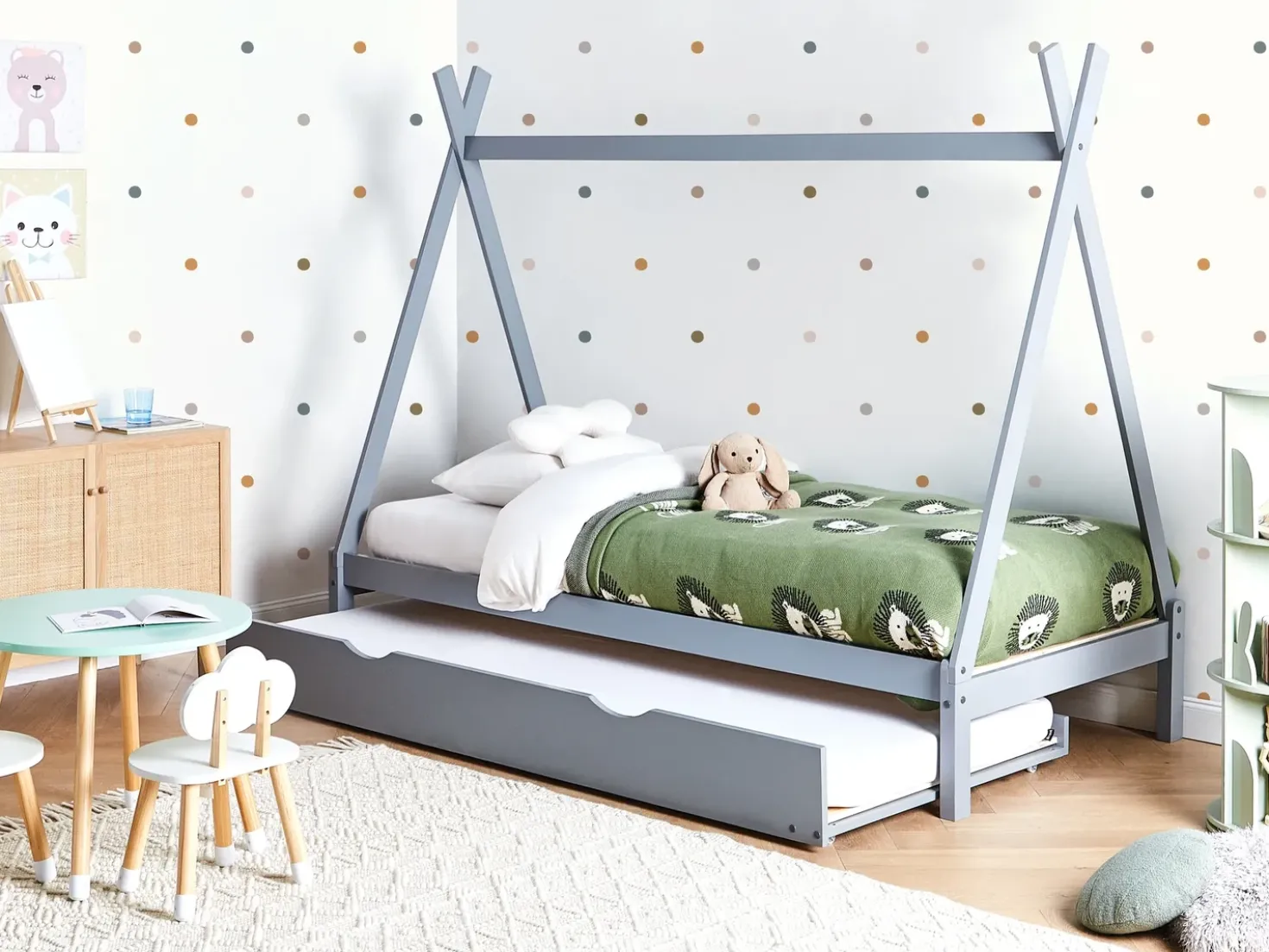 Letto estraibile per bambini Legno di pino TALMONTIERS 90 x 200 cm Grigio
