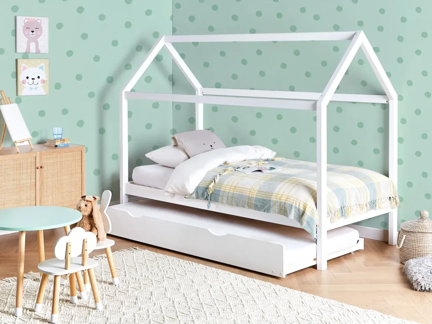 Letto estraibile per bambini Legno di pino CRILLON 90 x 200 cm Bianco