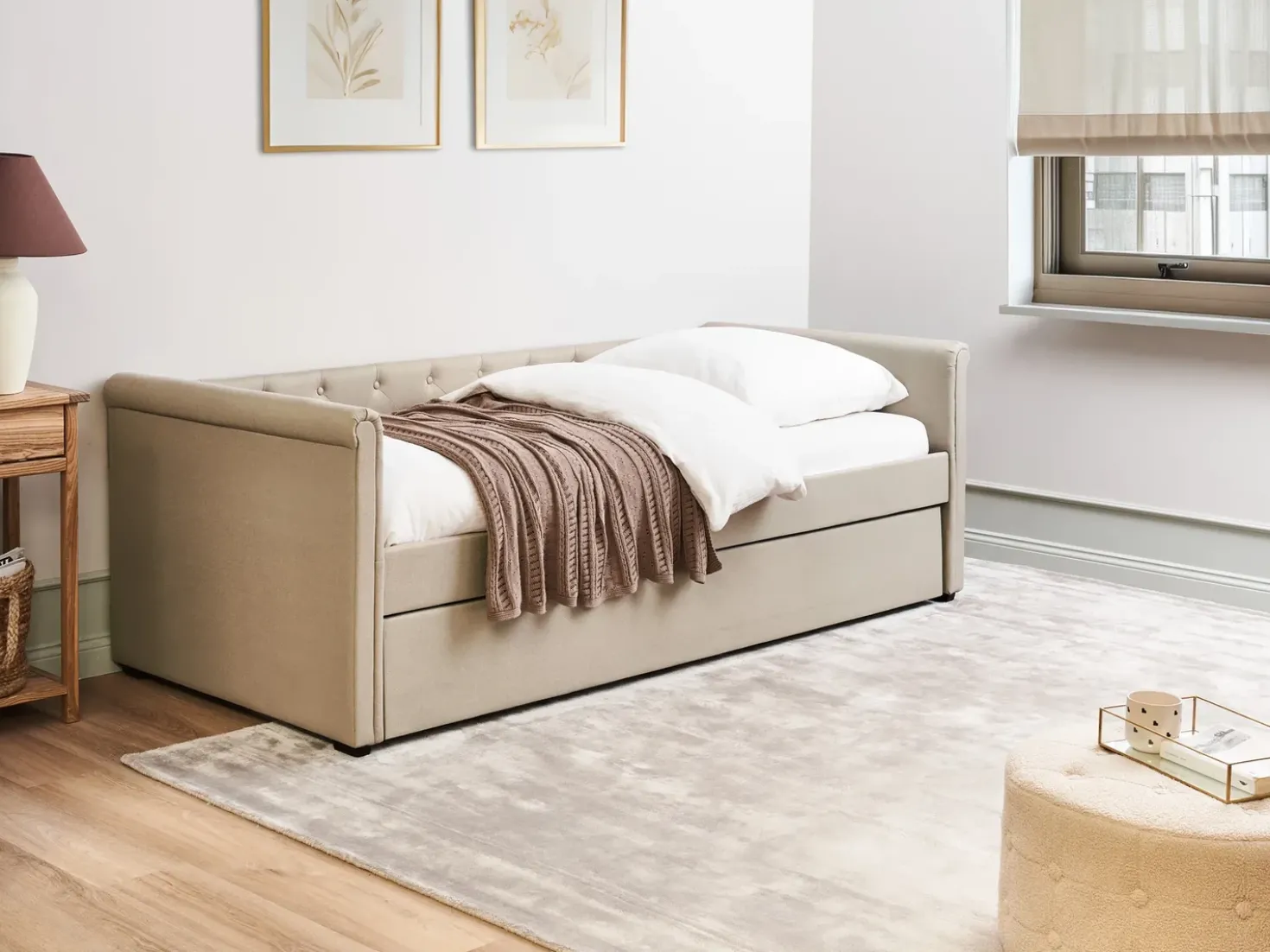 Letto estraibile Tessuto LIBOURNE 90 x 200 cm Beige