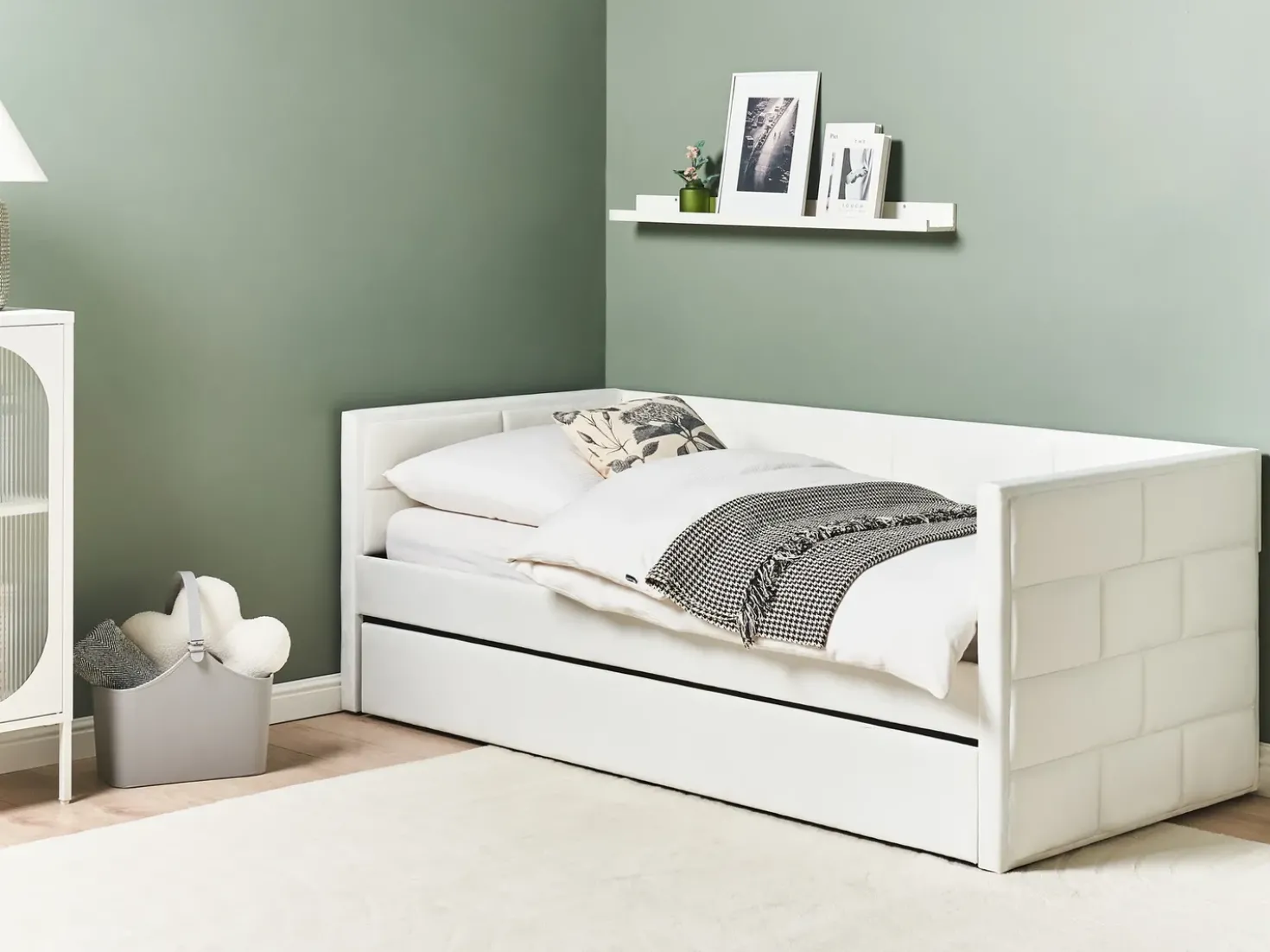Letto estraibile Velluto CHAVONNE II 90 x 200 cm Bianco sporco