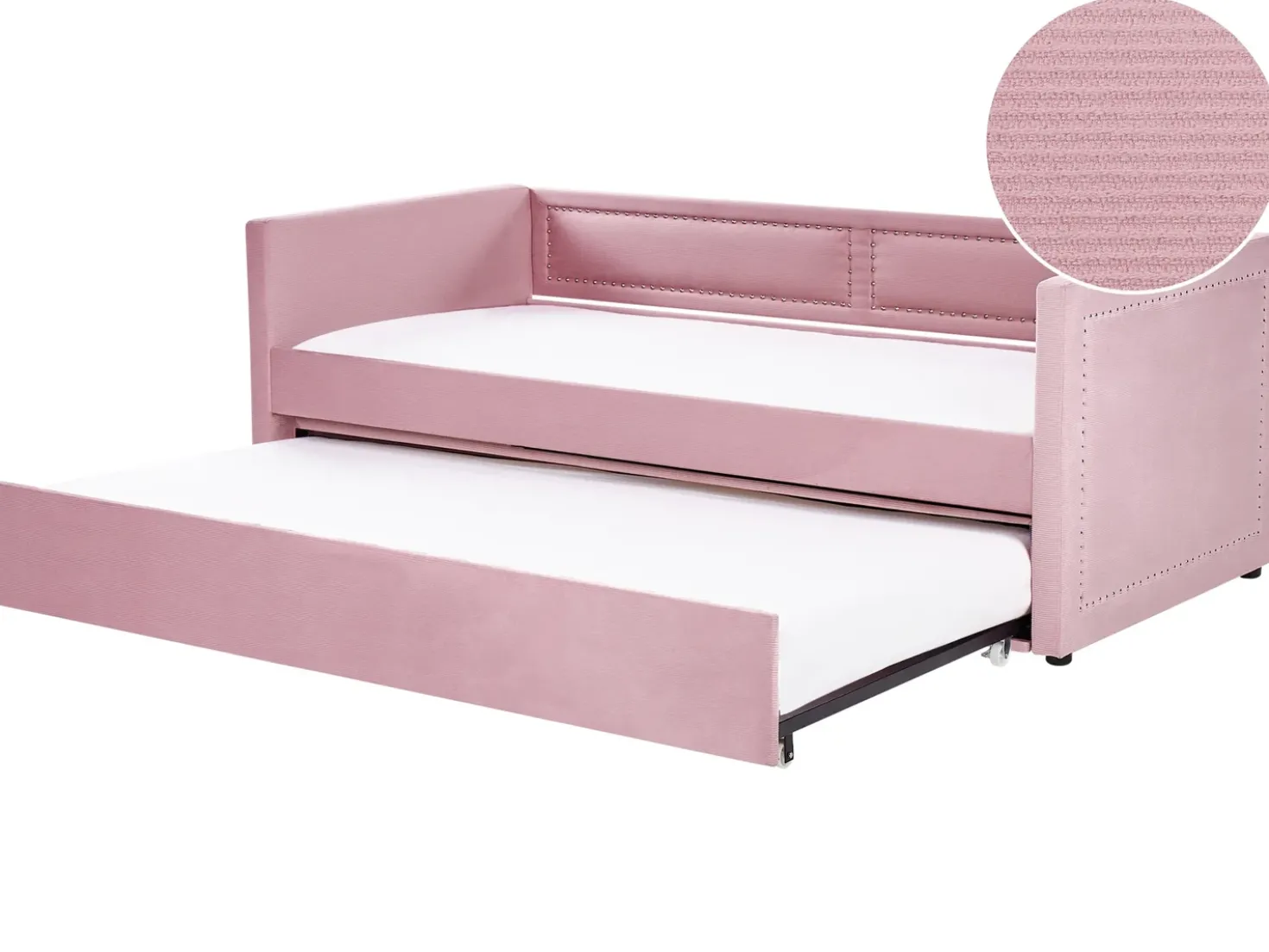 Letto estraibile Velluto a coste MIMIZAN 90 x 200 cm Rosa