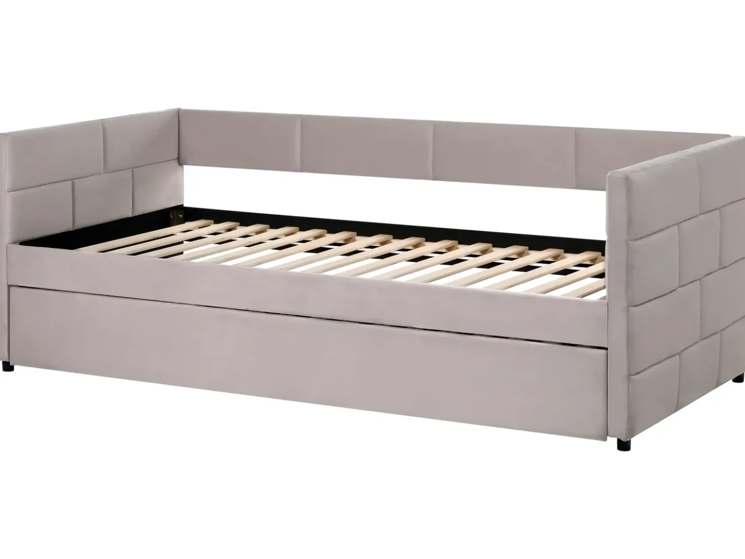 Letto estraibile Velluto CHAVONNE 90 x 200 cm Grigio chiaro