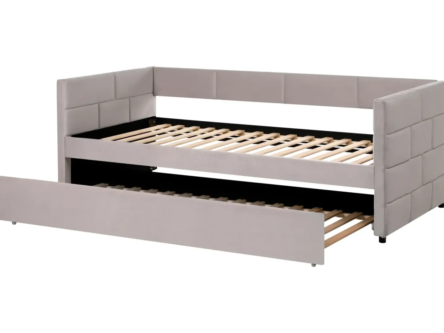Letto estraibile Velluto CHAVONNE 90 x 200 cm Grigio chiaro