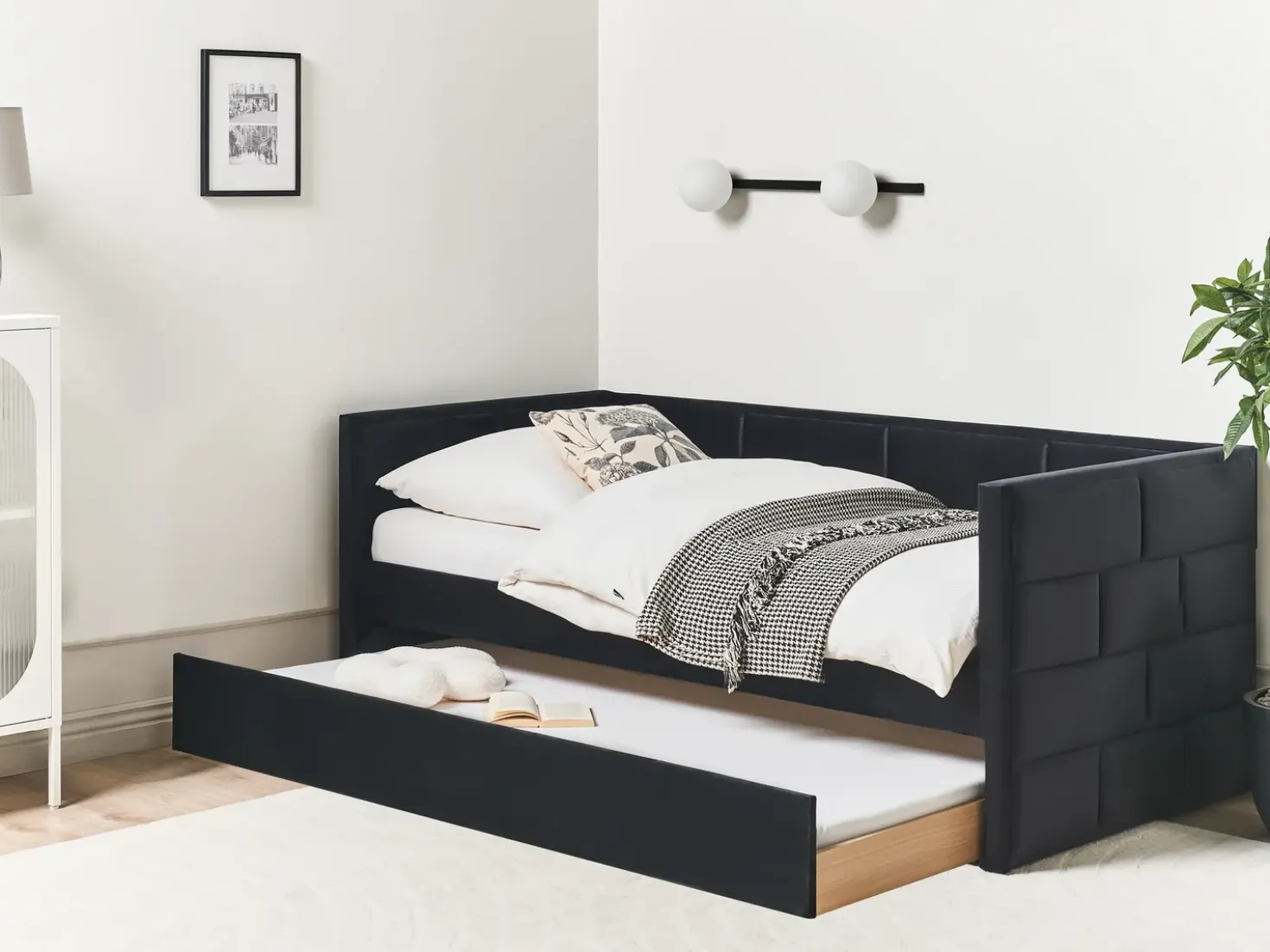 Letto estraibile Velluto CHAVONNE II 90 x 200 cm Nero