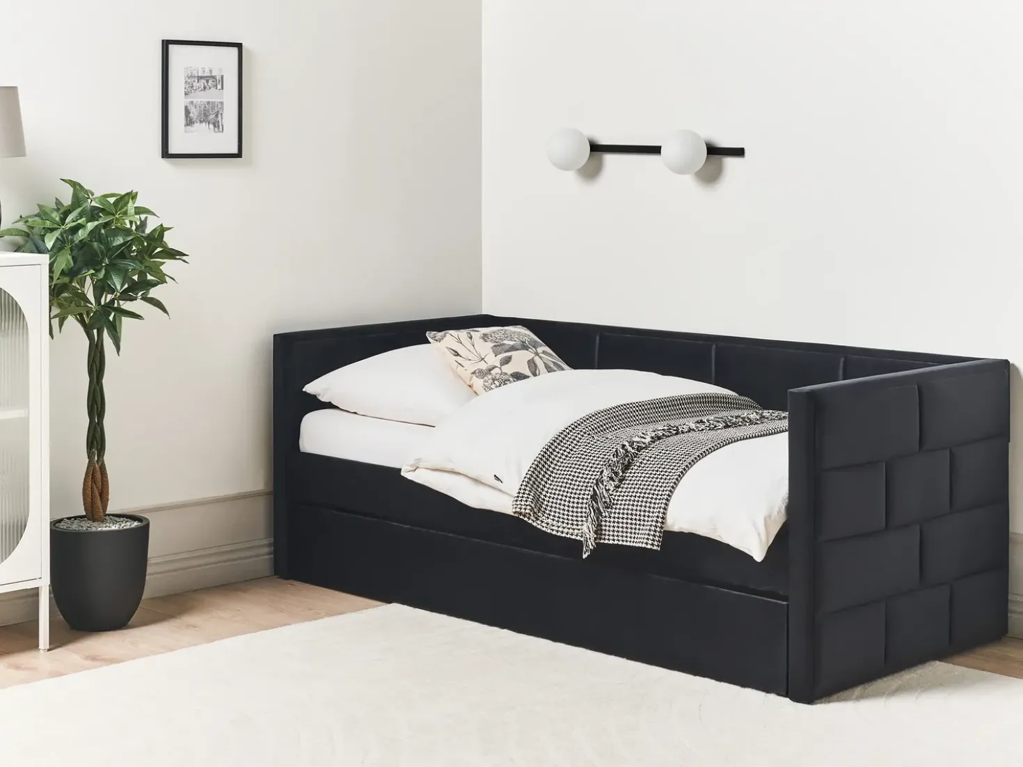 Letto estraibile Velluto CHAVONNE II 90 x 200 cm Nero