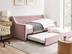 Letto estraibile Velluto MONTARGIS 90 x 200 cm Rosa