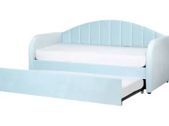 Letto estraibile Velluto EYBURIE 90 x 200 cm Azzurro