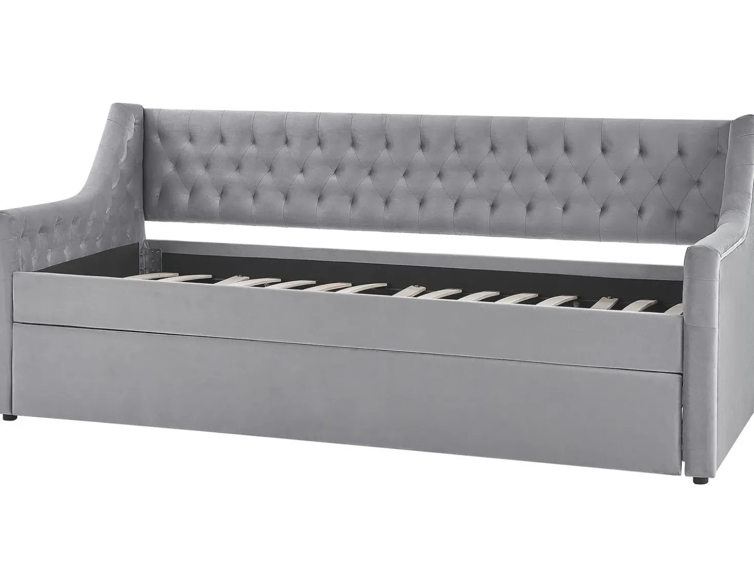 Letto estraibile Velluto MONTARGIS 90 x 200 cm Grigio chiaro
