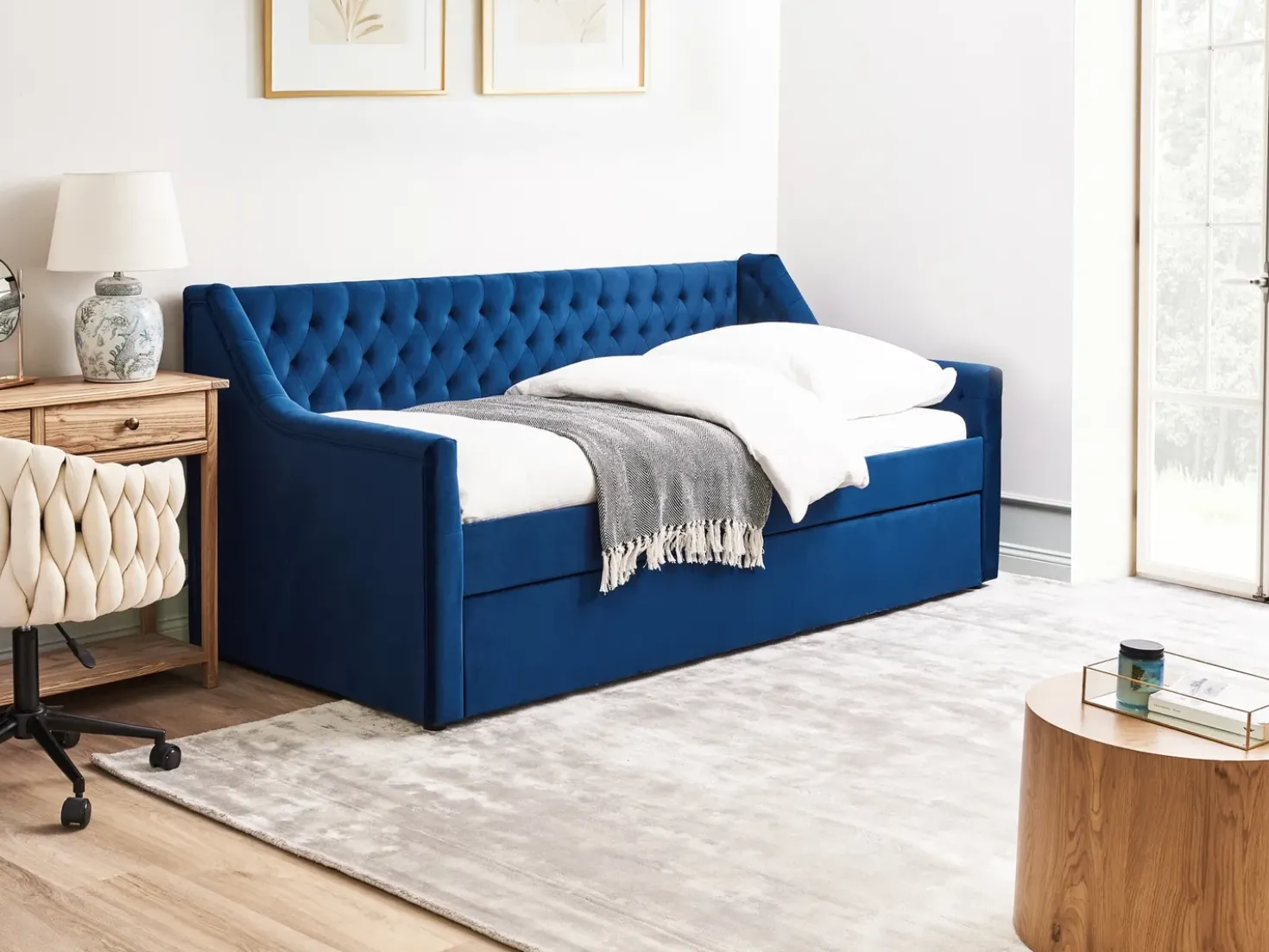 Letto estraibile Velluto MONTARGIS 90 x 200 cm Blu marino
