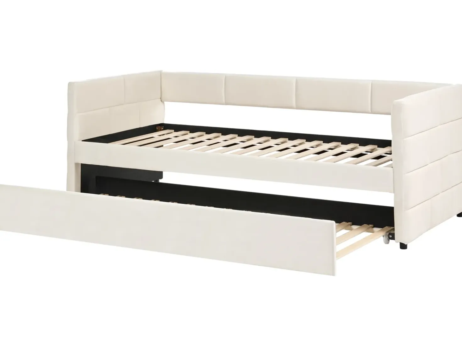 Letto estraibile Velluto CHAVONNE 90 x 200 cm Bianco sporco