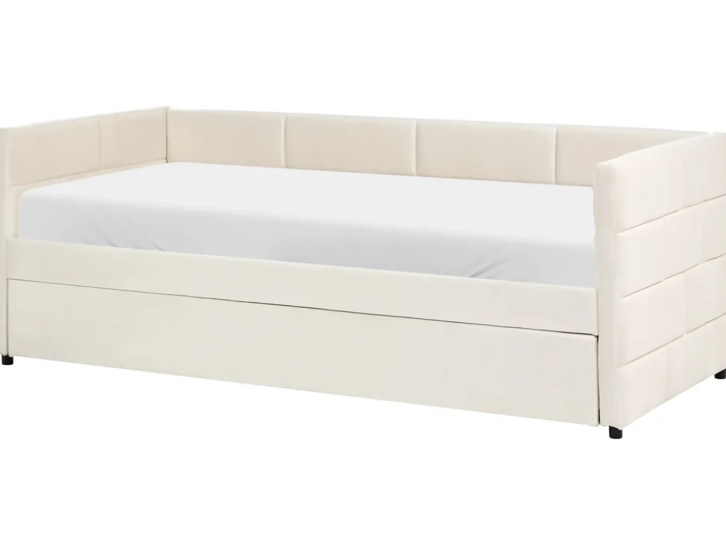 Letto estraibile Velluto CHAVONNE 90 x 200 cm Bianco sporco