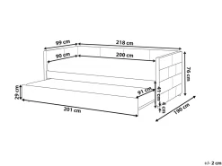 Letto estraibile Velluto CHAVONNE 90 x 200 cm Bianco sporco