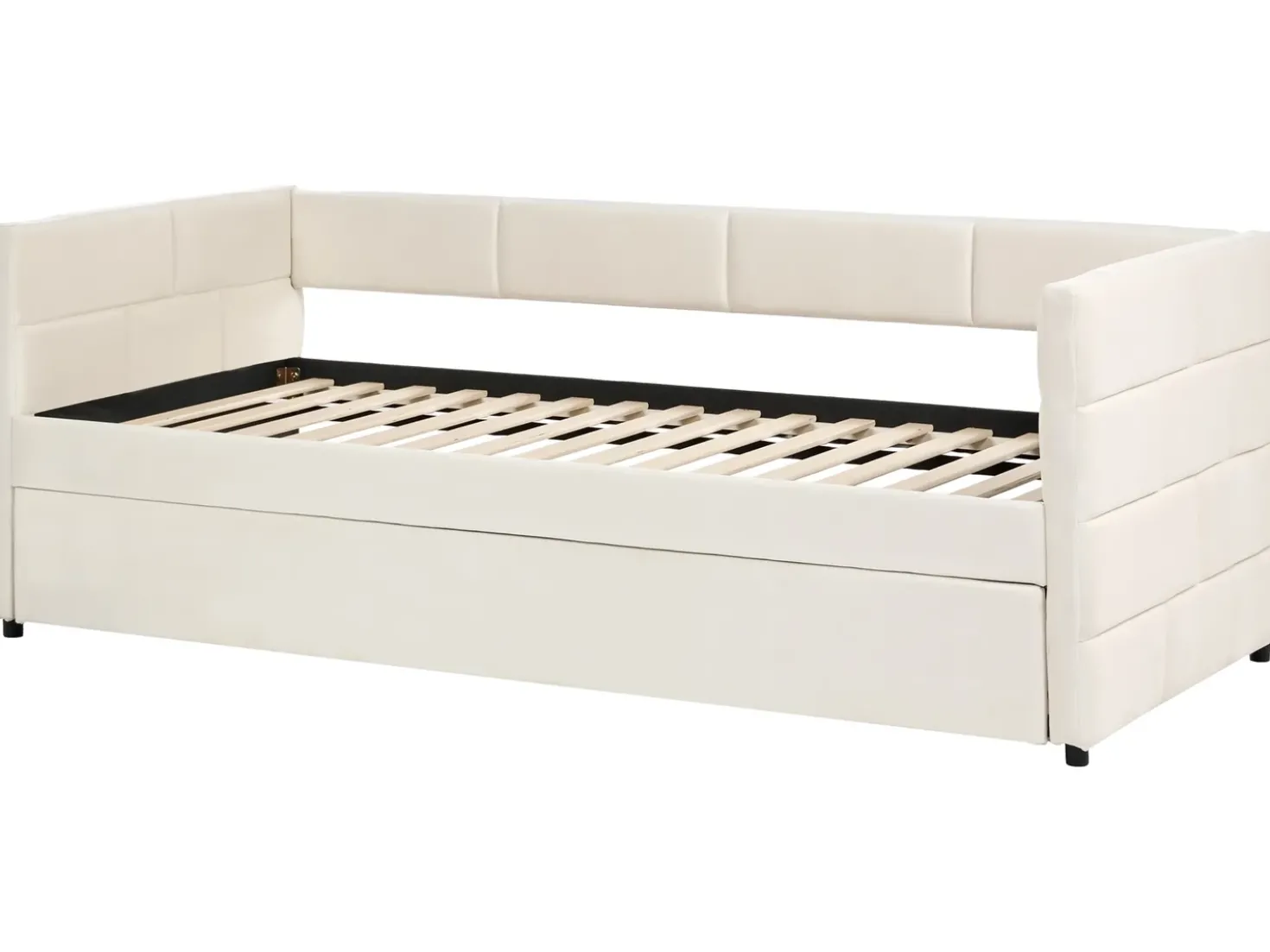 Letto estraibile Velluto CHAVONNE 90 x 200 cm Bianco sporco