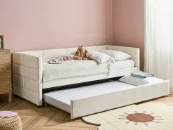 Letto estraibile Velluto CHAVONNE 90 x 200 cm Bianco sporco
