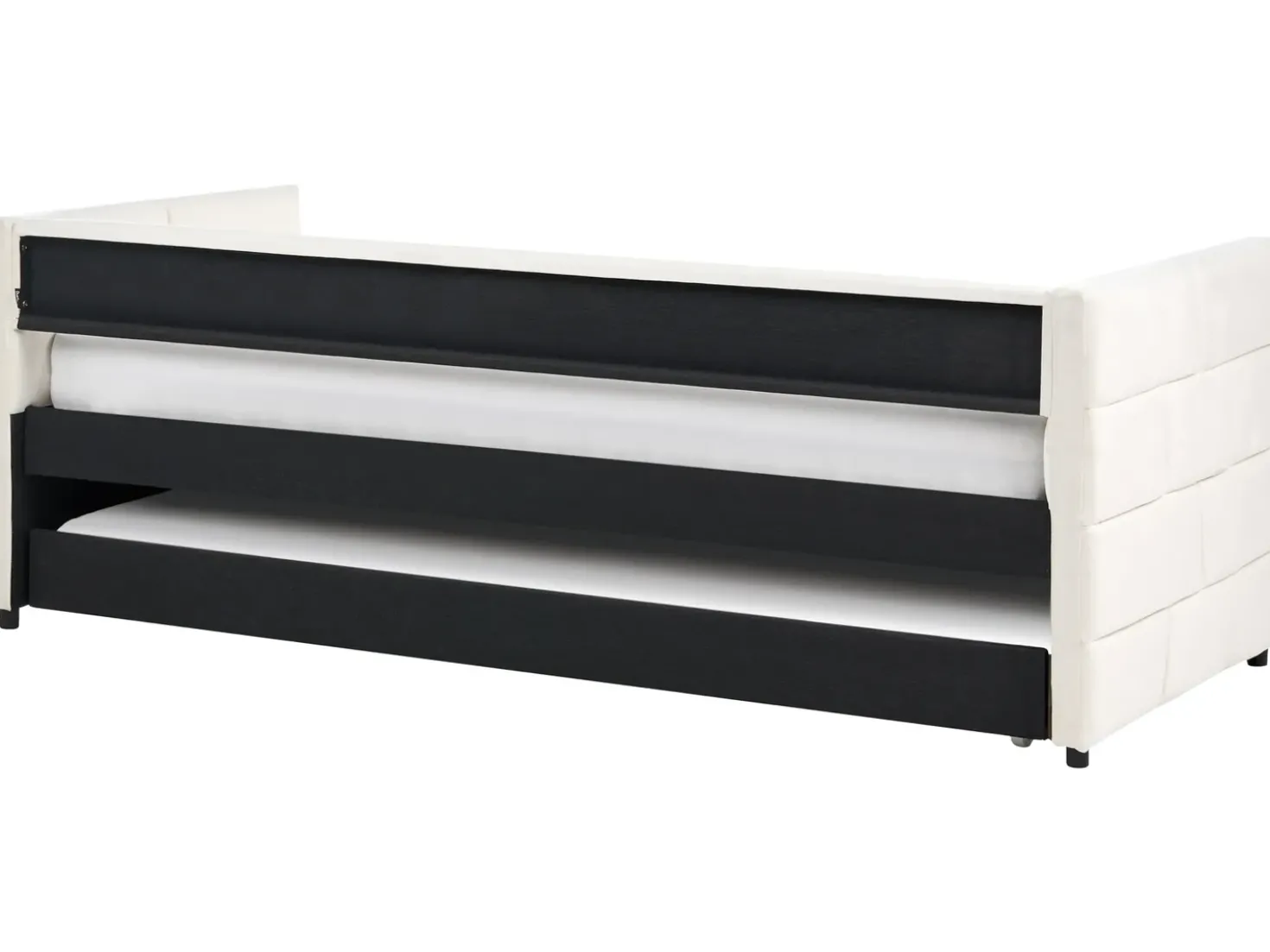 Letto estraibile Velluto CHAVONNE 90 x 200 cm Bianco sporco