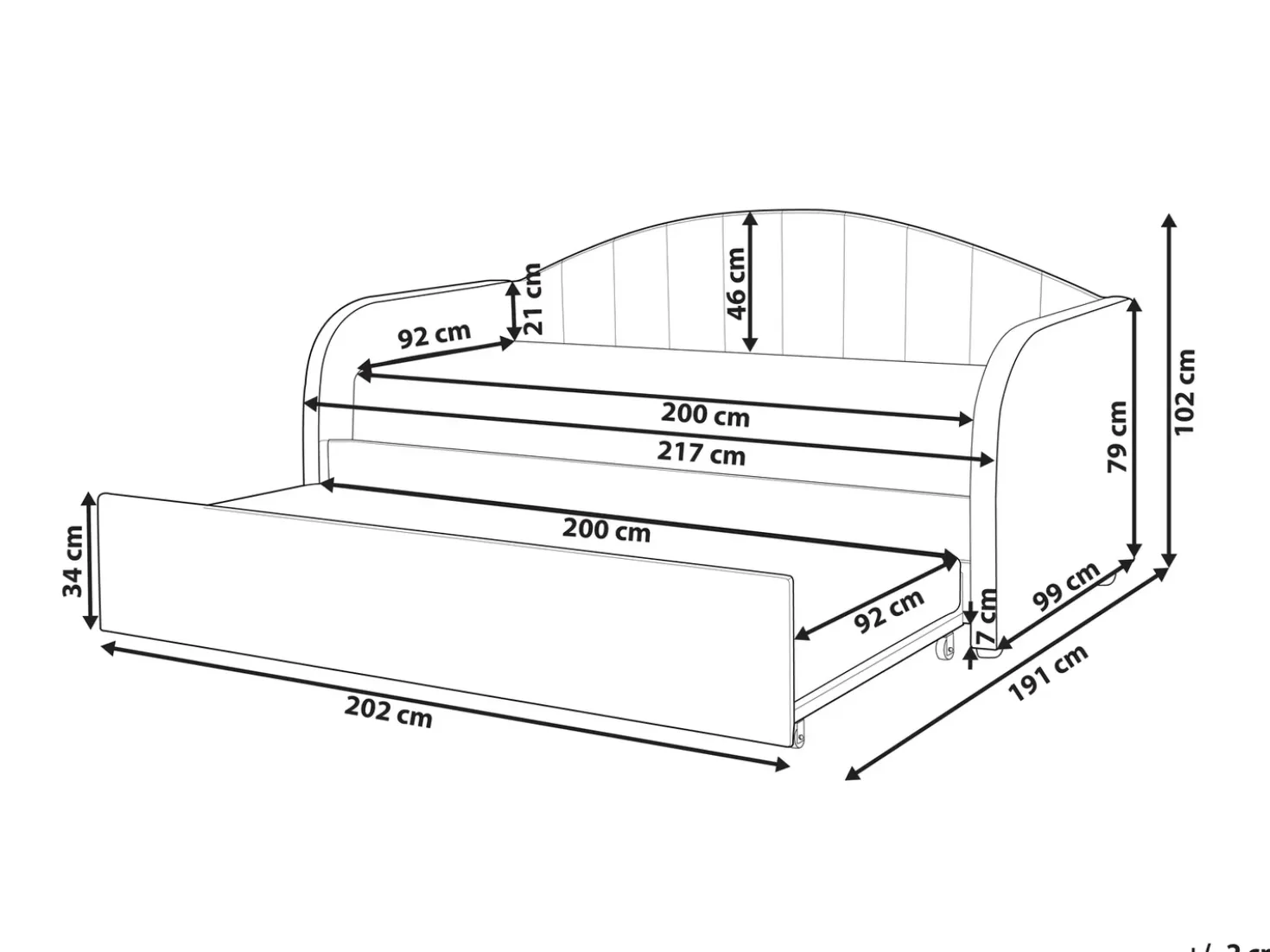 Letto estraibile Velluto EYBURIE 90 x 200 cm Rosa pastello