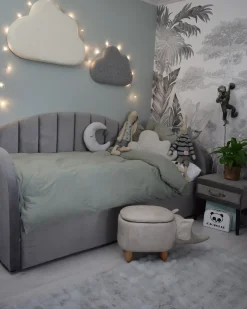 Letto estraibile Velluto EYBURIE 90 x 200 cm Grigio