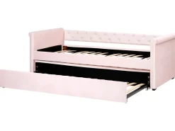 Letto estraibile Velluto LIBOURNE 90 x 200 cm Rosa pastello
