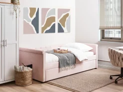 Letto estraibile Velluto LIBOURNE 90 x 200 cm Rosa pastello