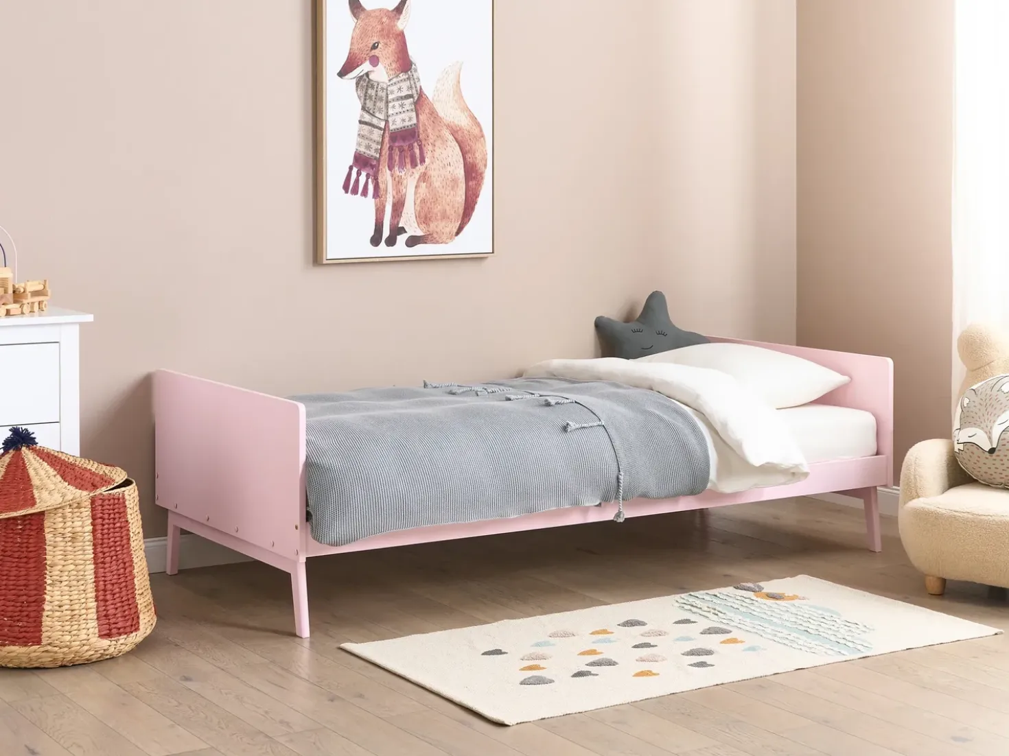 Letto Legno di pino BONNAC 90 x 200 cm Rosa pastello