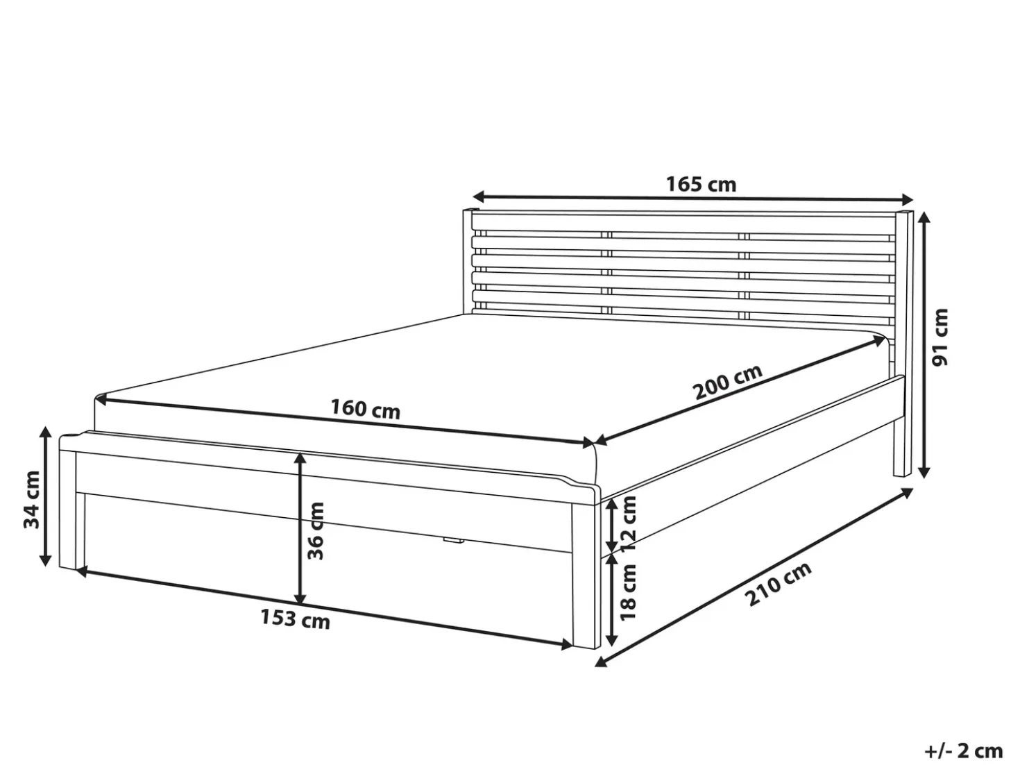 Letto Legno di pino CARNAC 160 x 200 cm Marrone chiaro