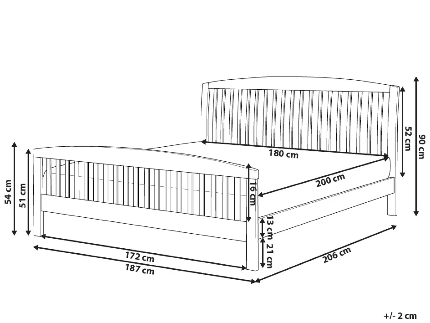 Letto Legno di pino CASTRES 180 x 200 cm Bianco