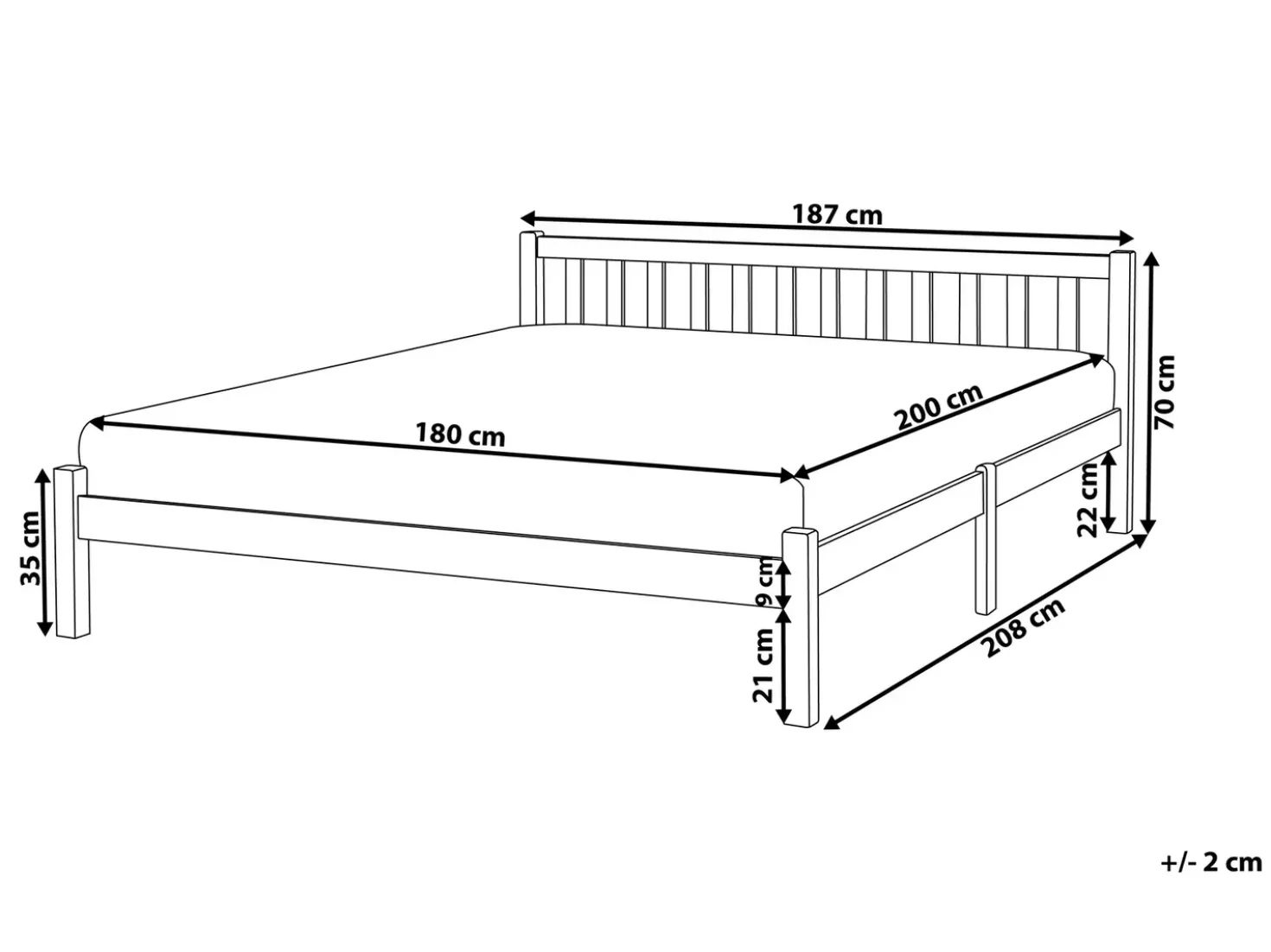 Letto Legno di pino FLORAC 180 x 200 cm Bianco