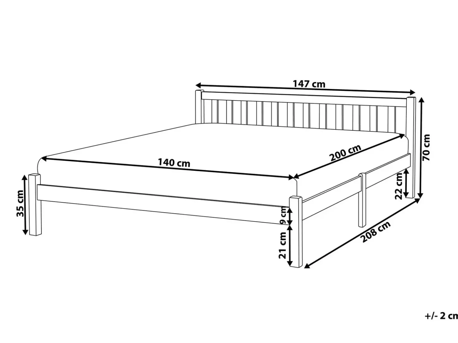 Letto Legno di pino FLORAC 140 x 200 cm Blu marino