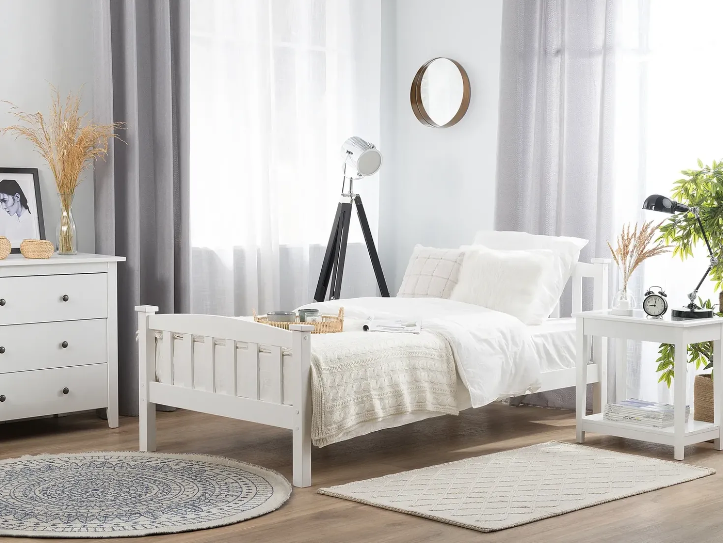 Letto Legno di pino GIVERNY 90 x 200 cm Bianco