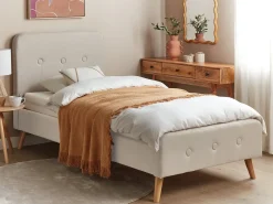 Letto Lino sintetico RENNES 90 x 200 cm Beige chiaro