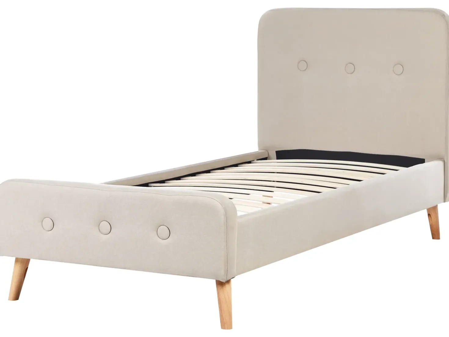 Letto Lino sintetico RENNES 90 x 200 cm Beige chiaro