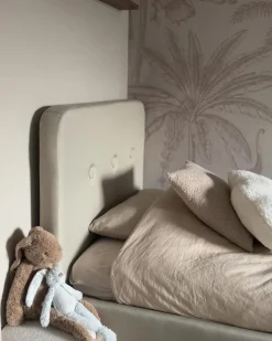 Letto Lino sintetico RENNES 90 x 200 cm Beige chiaro