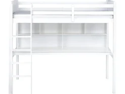 Letto matrimoniale alto con scrivania Legno di pino FOUCAMONT 90 x 200 cm Bianco