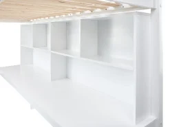 Letto matrimoniale alto con scrivania Legno di pino FOUCAMONT 90 x 200 cm Bianco