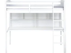 Letto matrimoniale alto con scrivania Legno di pino FOUCAMONT 90 x 200 cm Bianco