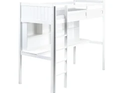 Letto matrimoniale alto con scrivania Legno di pino FOUCAMONT 90 x 200 cm Bianco
