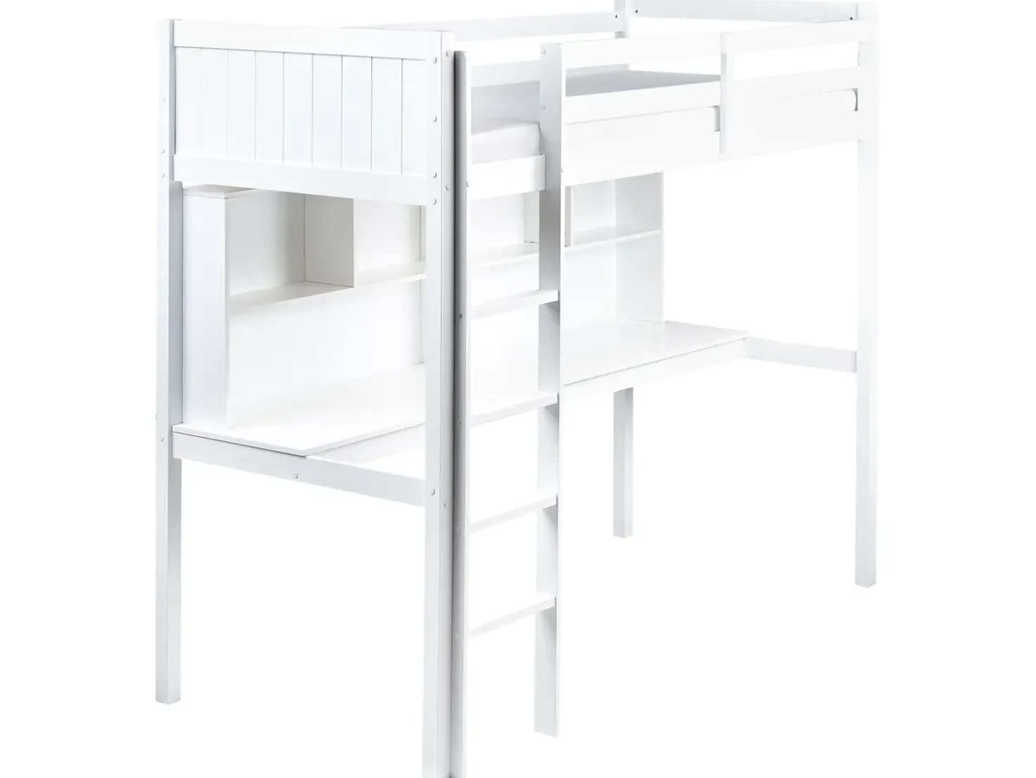 Letto matrimoniale alto con scrivania Legno di pino FOUCAMONT 90 x 200 cm Bianco