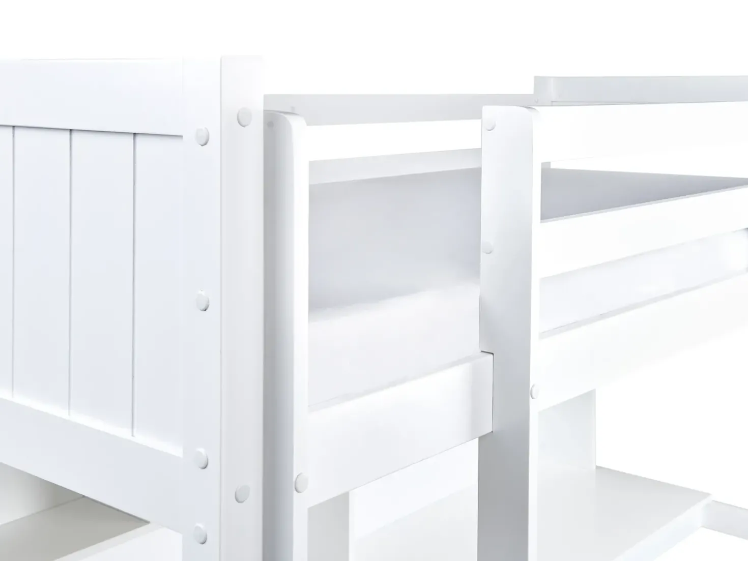 Letto matrimoniale alto con scrivania Legno di pino FOUCAMONT 90 x 200 cm Bianco