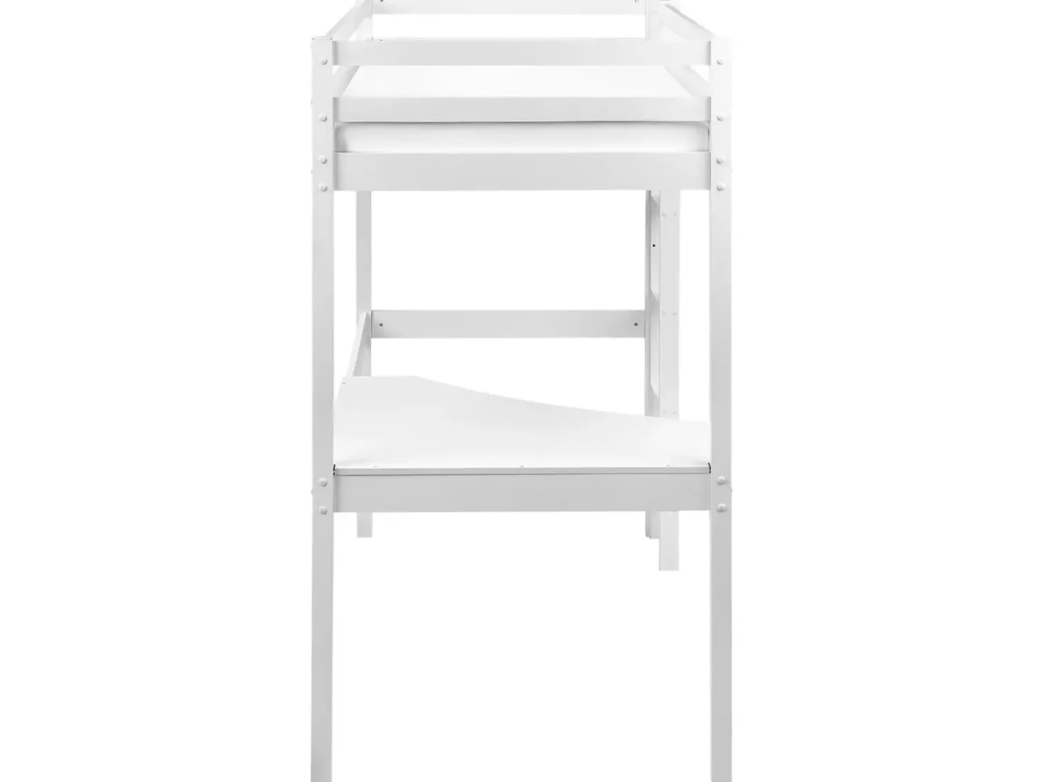 Letto matrimoniale alto con scrivania Legno di pino LOURY 90 x 200 cm Bianco