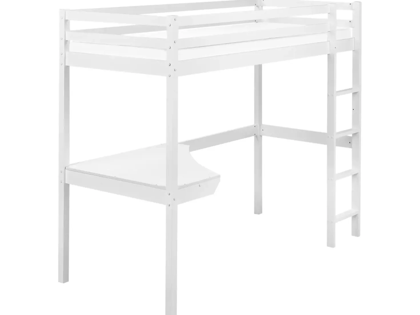 Letto matrimoniale alto con scrivania Legno di pino LOURY 90 x 200 cm Bianco
