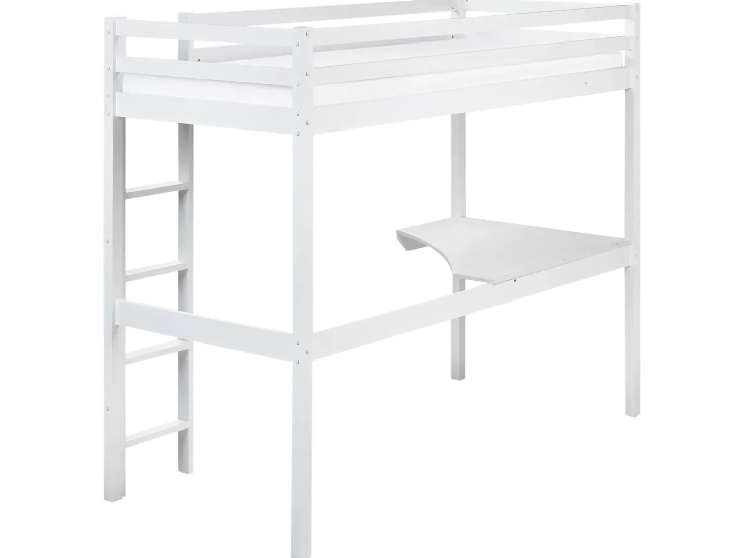 Letto matrimoniale alto con scrivania Legno di pino LOURY 90 x 200 cm Bianco