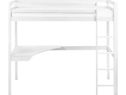 Letto matrimoniale alto con scrivania Legno di pino LOURY 90 x 200 cm Bianco