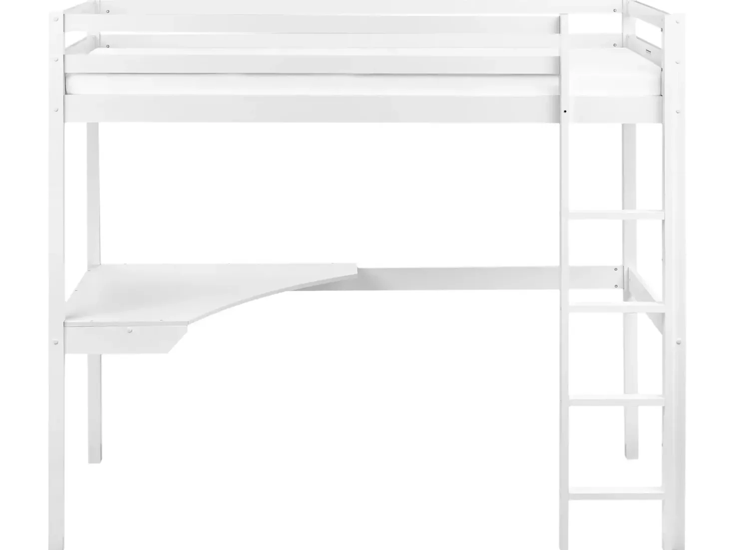 Letto matrimoniale alto con scrivania Legno di pino LOURY 90 x 200 cm Bianco