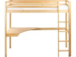 Letto matrimoniale alto con scrivania Legno di pino LOURY 90 x 200 cm Marrone chiaro