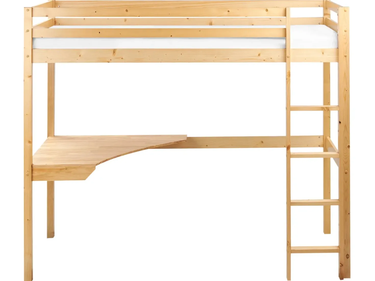 Letto matrimoniale alto con scrivania Legno di pino LOURY 90 x 200 cm Marrone chiaro