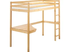 Letto matrimoniale alto con scrivania Legno di pino LOURY 90 x 200 cm Marrone chiaro