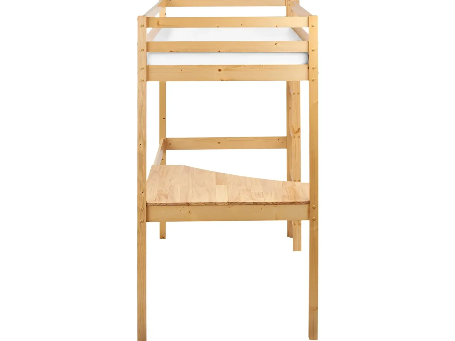 Letto matrimoniale alto con scrivania Legno di pino LOURY 90 x 200 cm Marrone chiaro