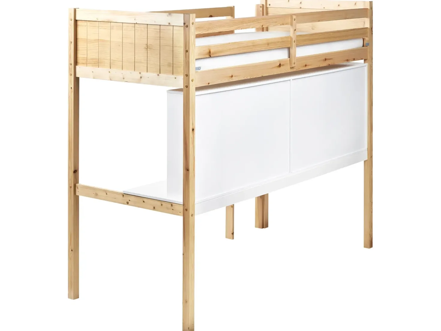Letto matrimoniale alto con scrivania Legno di pino FOUCAMONT 90 x 200 cm Marrone chiaro