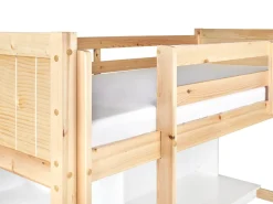 Letto matrimoniale alto con scrivania Legno di pino FOUCAMONT 90 x 200 cm Marrone chiaro