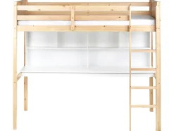 Letto matrimoniale alto con scrivania Legno di pino FOUCAMONT 90 x 200 cm Marrone chiaro